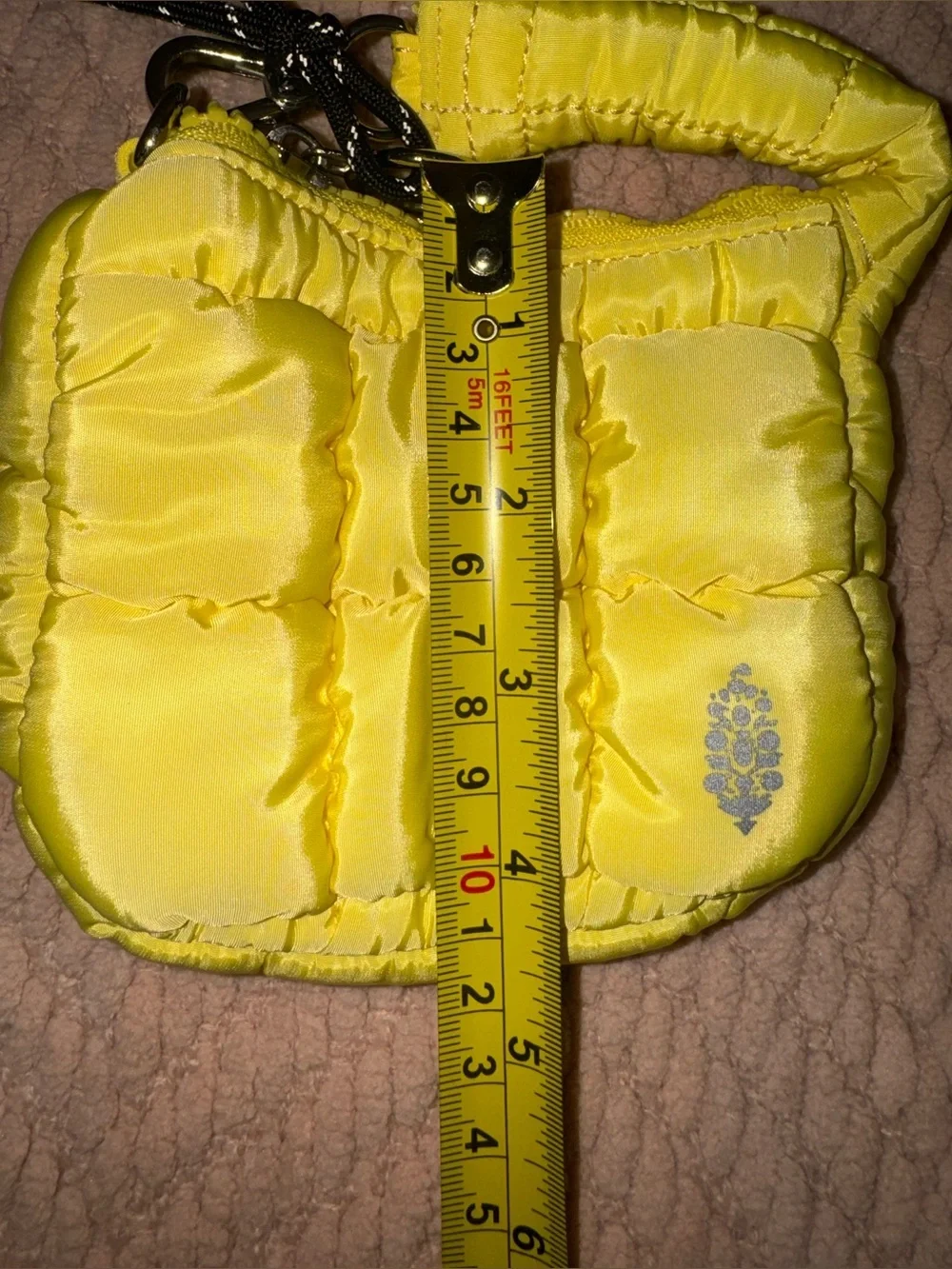 Free People Quilted Micro Pouch Wristlet Coin Purse Yellow NWOT